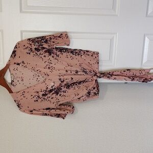 Eyeshadow Floral Tie-front Blouse
